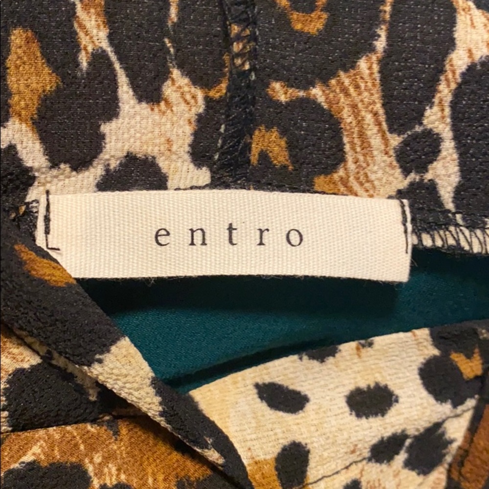 Leopard print/emerald green hooded tunic top - Picture 5 of 5